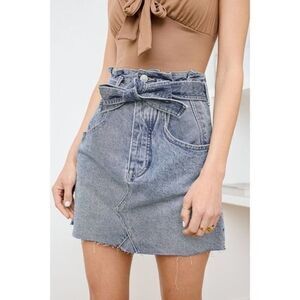 Free People east of eden belted jean mini skirt